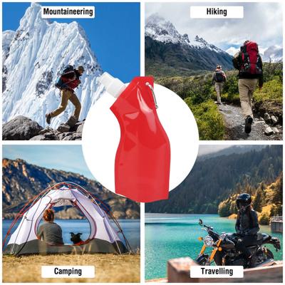 450ML Collapsible Water Bag Food Grade BPA Free Leak Resistant Lightweight Flexible Water Bottle Camping Supplies