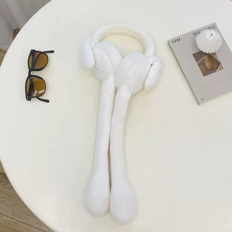 Hot Selling Rabbit Ear Muffs Pneumatic Winter Children s Cute Warm Earmuff Moveable Funny Earflap Plush Toy 30cm