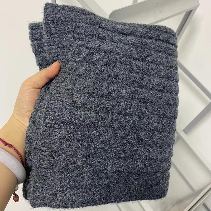 Korean version of solid color literary and artistic small twist scarf women's winter versatile simple wool imitation cashmere warm long small scarf