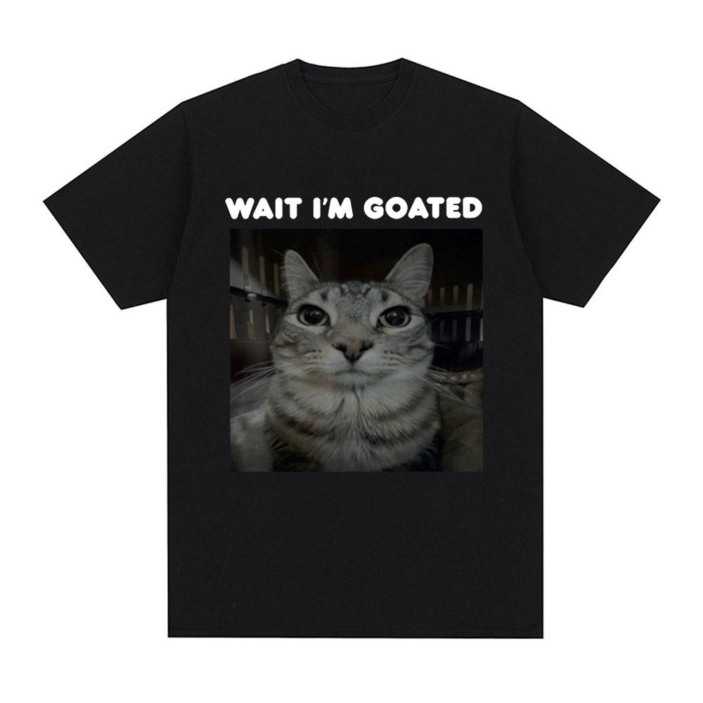 

Wait I m Goated Funny Meme Cat T-shirt Women Clothing Casual Oversized T-shirts Hip Hop Vintage T Shirts Streetwear Fashion Y... S разноцветный