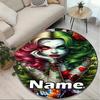 Custom Name Personalized Harley Quinn Joker Print Round Rug, Versatile Home Decor Carpet, for Playroom, Apartment, Balcony, Entryway, Hallway Gift