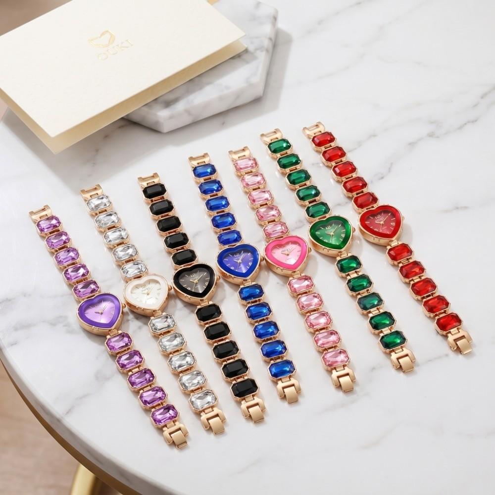 Adjustable Bracelet Rhinestone Bracelet Watch Colorful Crystal Chain Wristwatch Girl