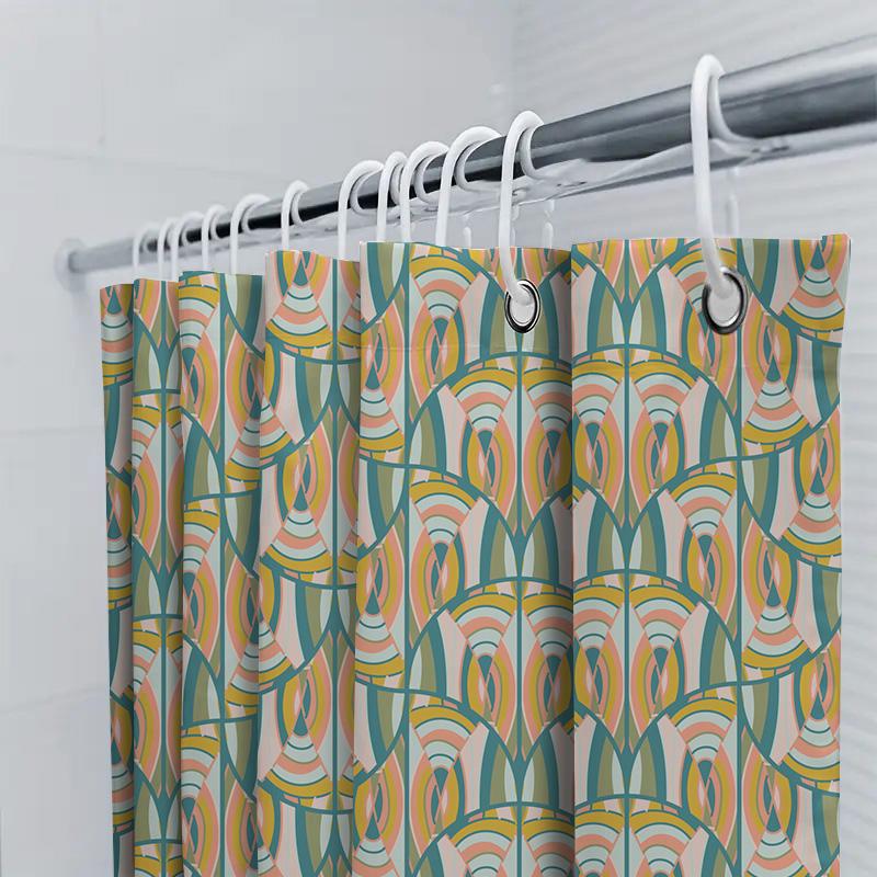 Bright Peacock Feathers Shower Curtain Green, Orange Yellow Pattern Decorative Water-Resistant Bath Rug Set For Bathroom Decorat