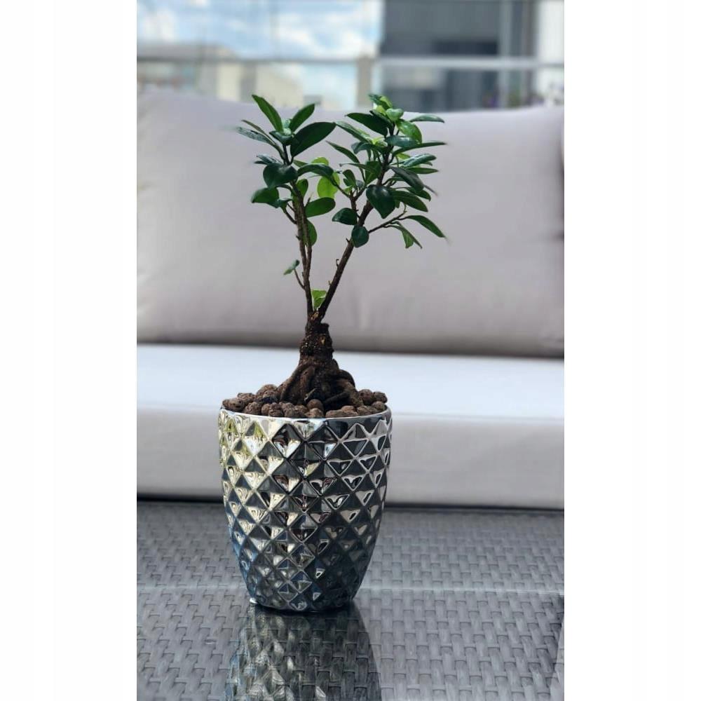 Glamouröser Keramik-Blumentopf 14 cm Silber