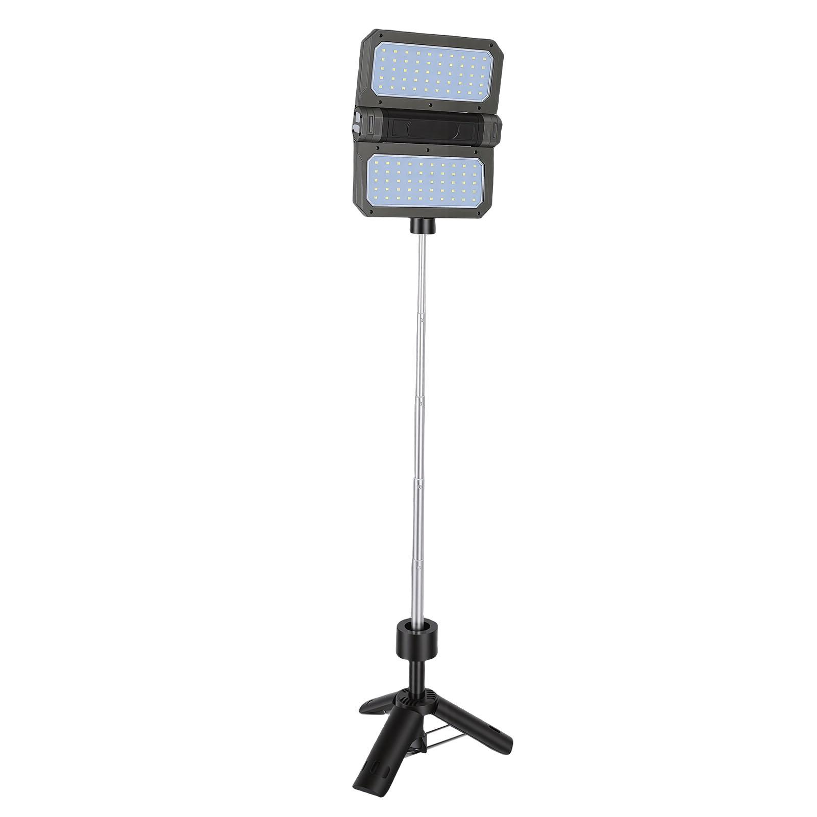 Solar Camping Light High Brightness Dual Sided Foldable LED Tent Light with 100 Light Chips Telescopic Tripod Handle