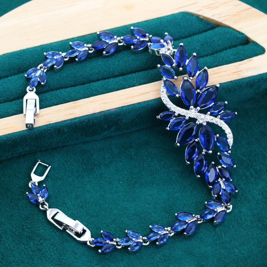 Bridal Luxe Jewelry Earrings Open Rings Bracelet Set Necklace AAA Zircon Set Jewelry