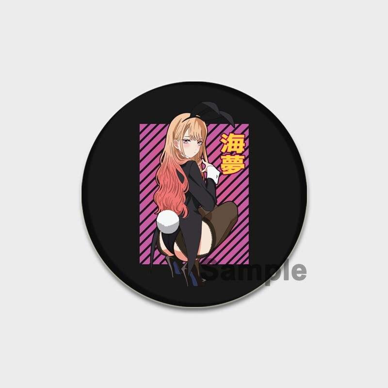 58MM My Dress-Up Darling Anime Brooches Kitagawa Marin Kuroe Shizuku Cosplay Badge Accessories Backpack Clothes Decoration XMAS Gift