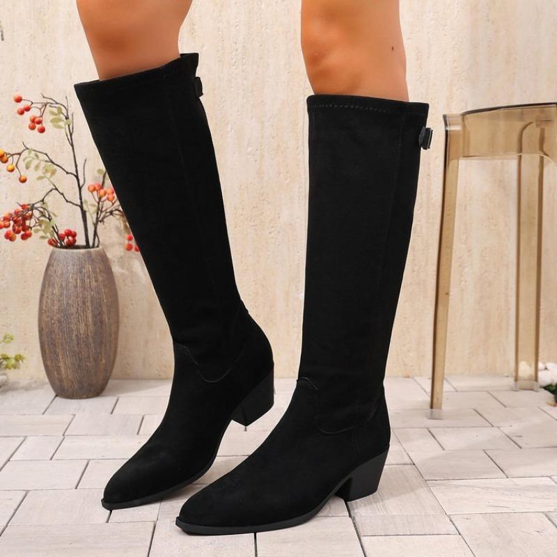 Plus-size Shoes, Long Boots, Thick-heeled High Boots That Do Not Reach The Knees