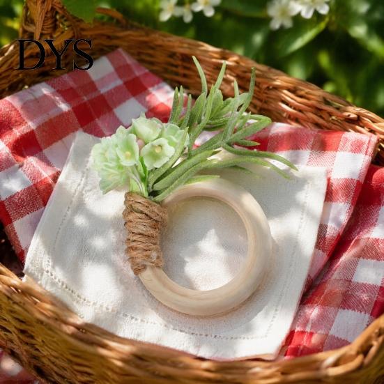Artificial Flower Napkin Rings Rosemary Ring, Farmhouse Wooden Ring Holder, Rustic Faux Decorative Holders for Weddings Wedding Bridal Shower