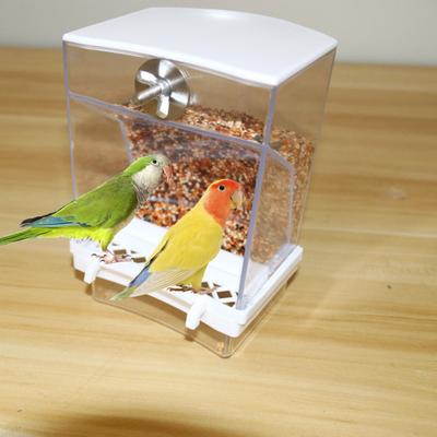 Bird Feeder Large Capacity Automatic Bird Food Feeder Transparent Parrot Hanging Food Container for Cage