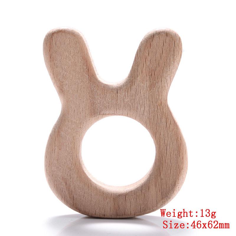 5Pcs/Lot Food Grade Wooden Teether Toys Animal Shape Wood Necklace Pendant for Baby DIY Wooden Teething Chew Toys
