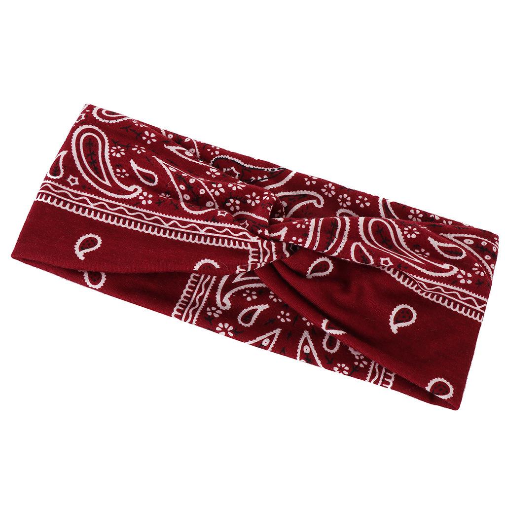 

JYL TS DIY Богемная повязка на голову с принтом, головной убор-крест, полиэстер winered темные пастельные голубой