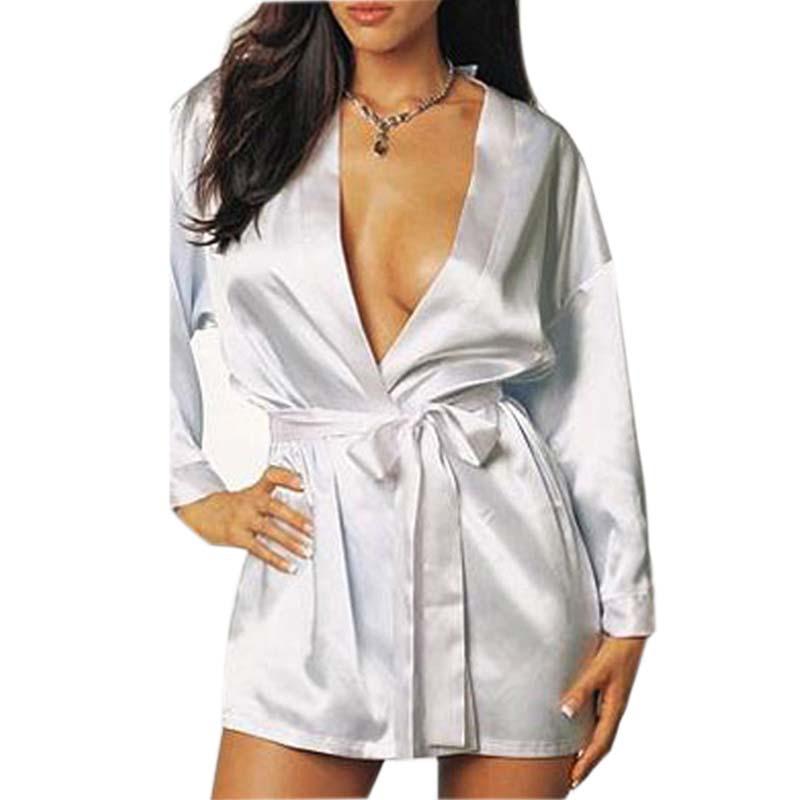 Elegant Ice Silk Women's Sexy Lingerie & Nightgown Bathrobe Set - European & American Style