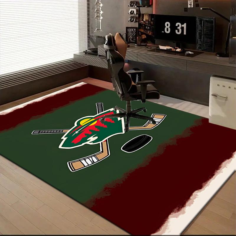 Minnesota Hockey Team Floor Mat for Living Room, Game Rooms, Office, Bedroom, Office Floor Mat Playful Design, Christmas Fan Gifts