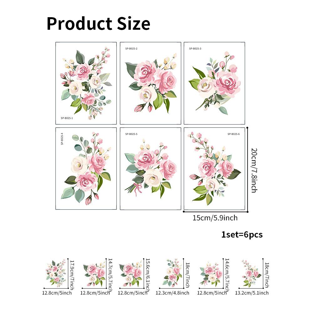 1pc PVC Bathtub Stickers Waterproof Flower Decor Elegant Bathroom Wall Decals Easy to Install Toilet Decoration