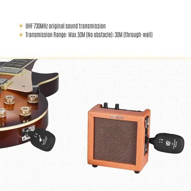 VIKEFON UHF Guitar Wireless System Transmitter Receiver Built In Battery 50M Original Sound Transmission Range For Guitar Bass