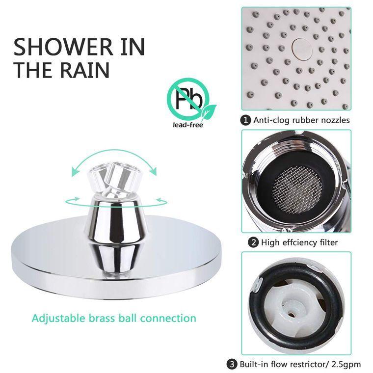 High Pressure 6 Inch Shower Head Luxury Rain Shower Head for Bathroom Home Hotel