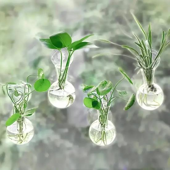 2 Pcs Wall Hanging Terrariums Planter for Hydroponics Plants Clear Propagation Station Wall Mounted Flower Vase for Home Office Living Room