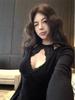 Lace Patchwork Two-Piece Halter Long Sleeve T-shirt for Women - Autumn Slim Fit Short Top