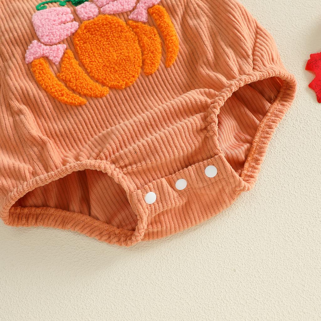 Citgeett Summer Halloween Infant Baby Girl Halloween Outfit Pumpkin Flying Sleeve Romper Bow Headband Clothes