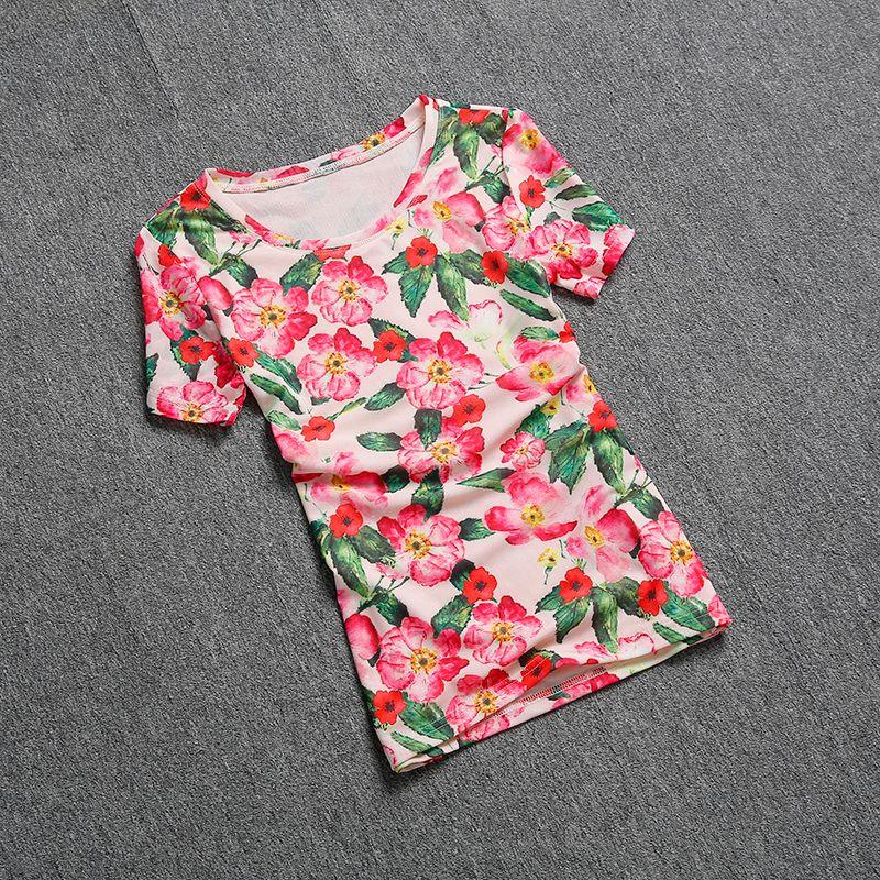 

European Station Color round Collar Gauze Beautiful Short Sleeve T-Shirt Color S