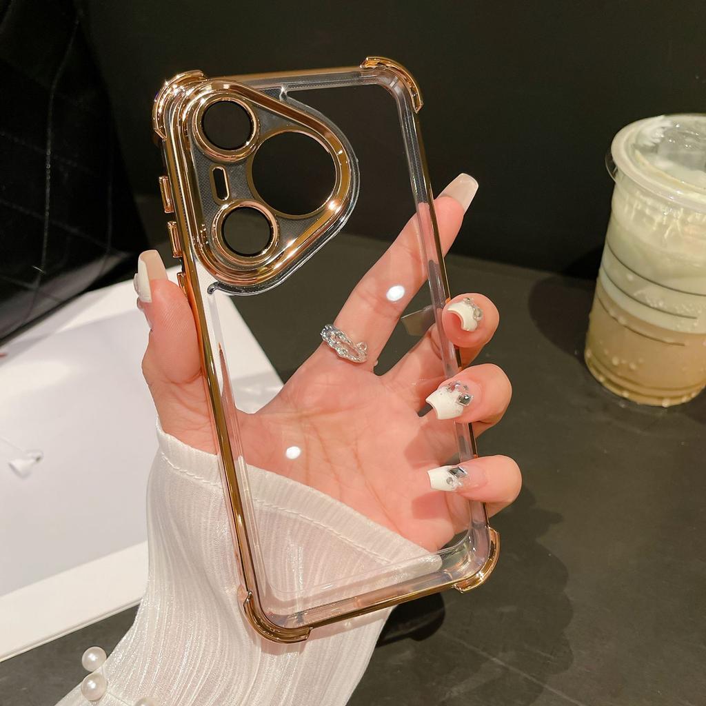Applicable To Huawei P70 Electroplated Transparent Phone Case, Four-corner Airbag Anti-drop Magic7 Protective Case for NOVA13PRO
