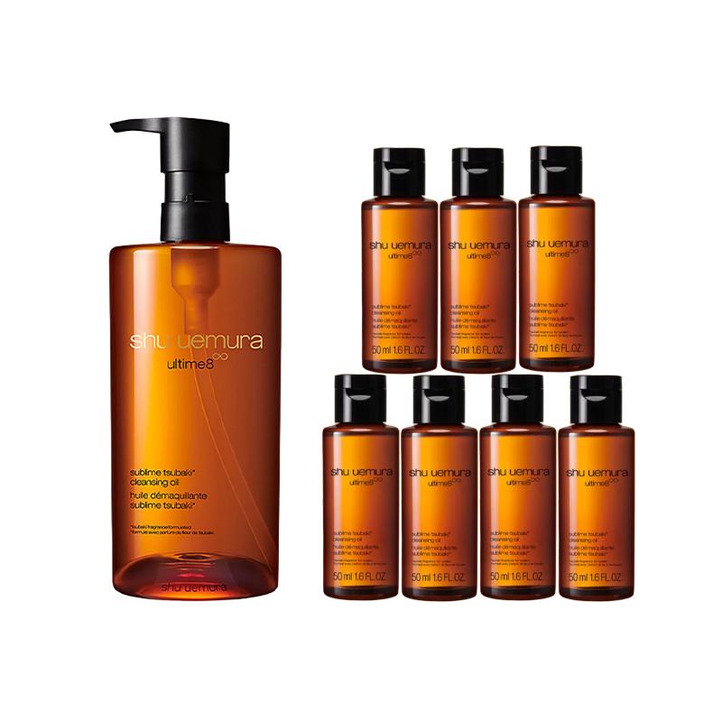 Shu Uemura Makeup remover Skin Nourishing Cleansing Oil Luxurious Amber Cleansing Oil 450ml + Amber Cleansing Oil 50ml*7 without gift box коричневый
