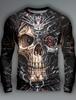 Herren Langarm-T-Shirt für Herren Kleidung Lässig mit Skelett Totenköpfe Grafik Oberteile Mode Harajuku 3D Vollständiger Druck Kleidung