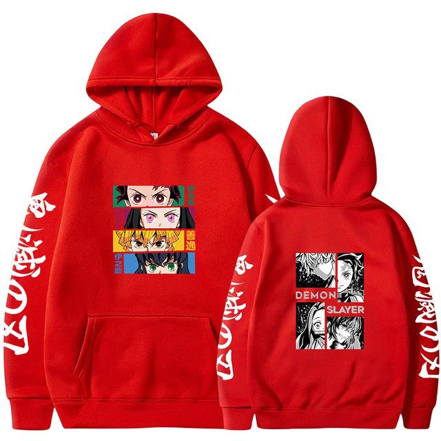 Japan cartoon comics Demon Slayer Fashion Anime Print Hoodie Loose Fit Casual Sweatshirt 0069