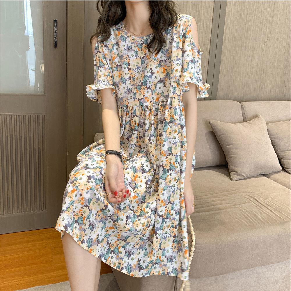 2024 Summer Floral Maternity Dress - Stylish Belly-Covering Design for Outings