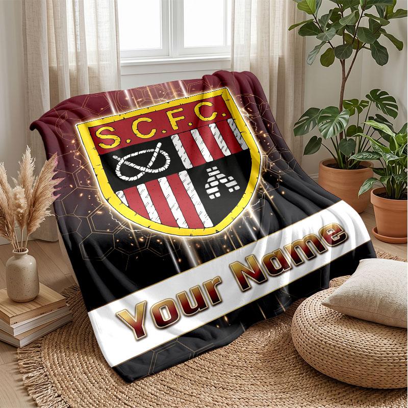 Stoke City FC Coperta in Flanella con Nome Personalizzato Logo Calcio Coperta in Pile Personalizzata Regalo Speciale per Divano Camera da Letto Casa