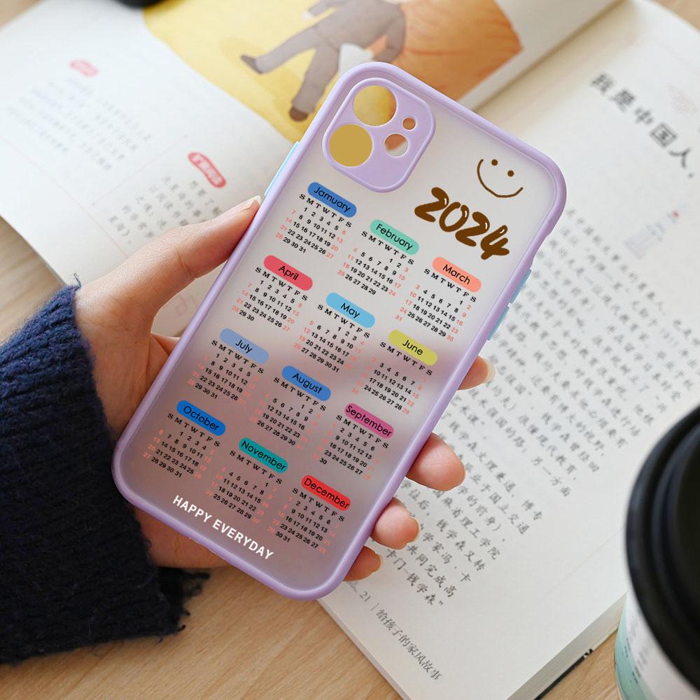

2024 Calendar Phone Case For iPhone 15 14 13 12 11 Pro Max Mini X XR XS SE Hard Shockproof Back Cover For iPhone 7 8 Plus Case iPhone 13 Pro