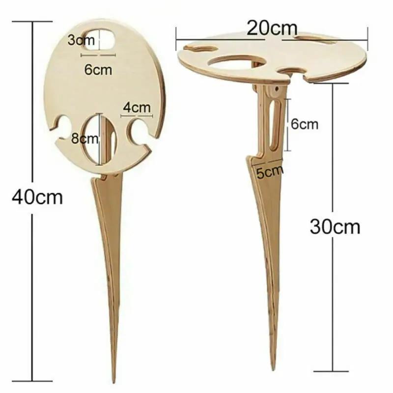 Outdoor Wine Table With Foldable Round Desktop Mini Wooden Picnic Table Collapsible Easy To Carry Wine Rack Party Travel Tools