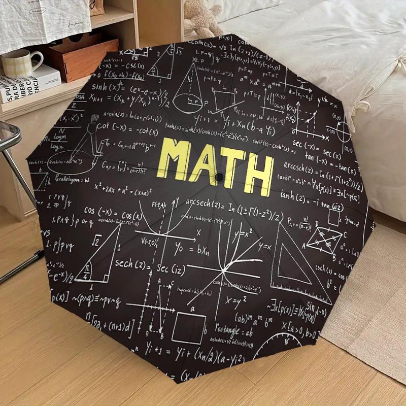 1PC Mathematics Pattern Small Travel Automatic Folding Umbrella, Compact Windproof Umbrella, Automatic Open/Close ,Gift-091529