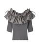 FRAY Twist Color Combination Pullover FWNT244240 GRY I.D. Women's Off-the-Shoulder