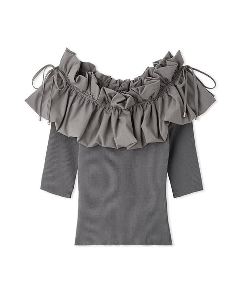 FRAY Twist Color Combination Pullover FWNT244240 GRY I.D. Women's Off-the-Shoulder