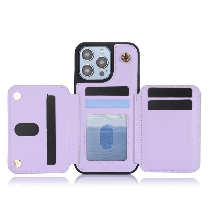 Creative Zipper Card Holder Phone Case IPhone 17 Pro With Adjustable Strap TPUPU Protective Cover Kickstand Magnetic