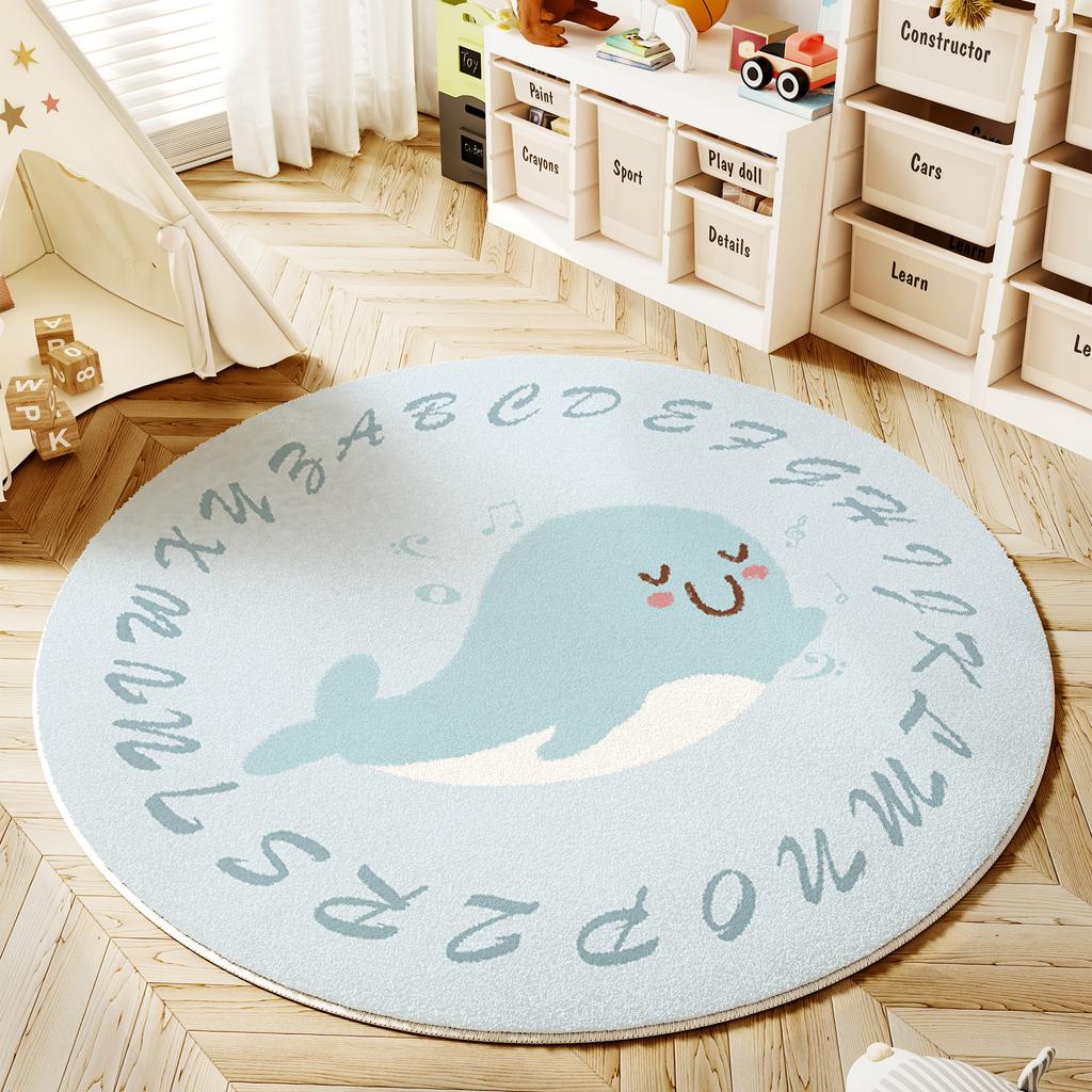 Cartoon Style Bedroom Decor Round Carpet Animal Patterns Carpets for Living Room Fluffy Soft Children Floor Mat Thick Plush Rug