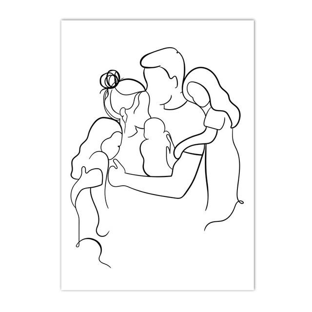 Abstract Line Family Love Baby Hand Foot Wall Art Nordic PostersCanvas Painting  And Prints Wall Pictures Living Room Home Decor