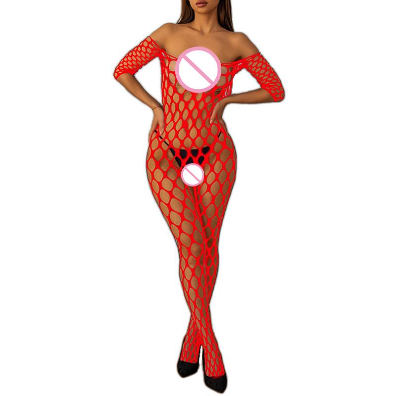 Large Fishnet Bodystocking Open Crotch Full Body Lingerie Sheer Mesh Erotic Bodysuit for Women Sexy One-Pieces Fetish Costume