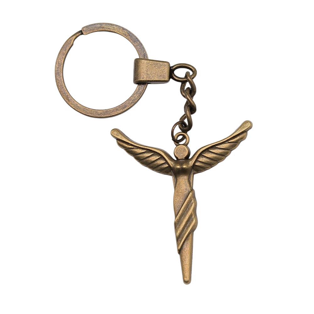 Filigree Angel Pendant Keychain Religious Spiritual Key Holder 30mm Ring