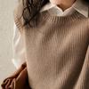 Gilet da Donna Lavorato a Maglia Oversize Canottiera Senza Maniche Top Maglione Largo Gilet Monocolore Casual Scollo Tondo