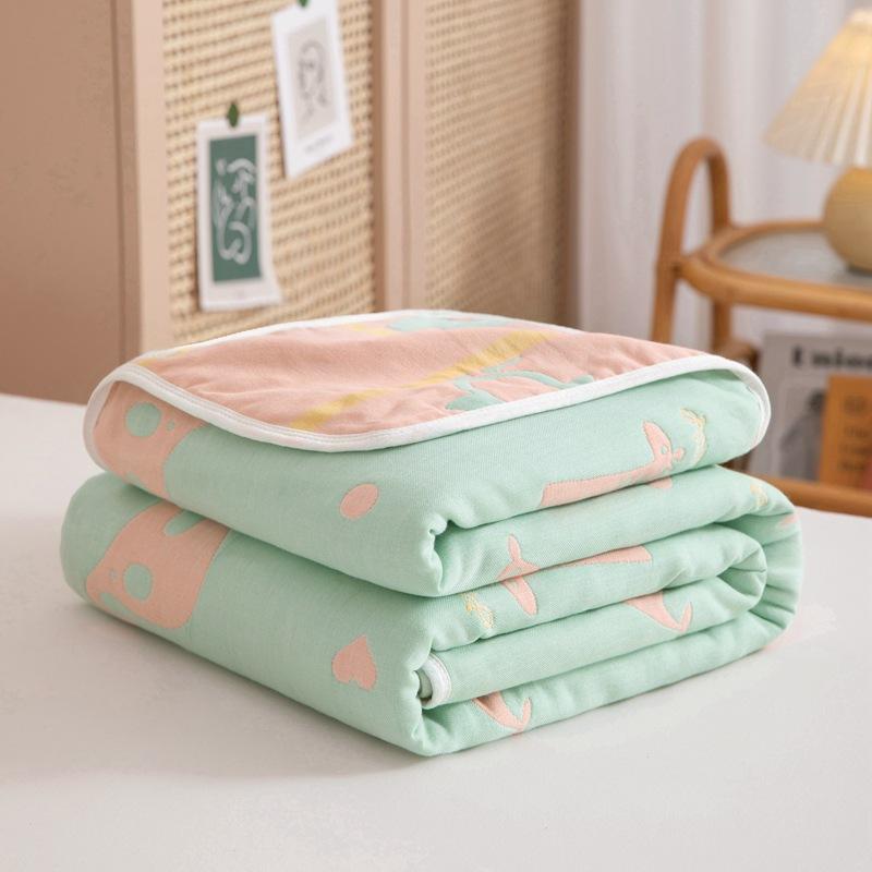 Class A Cotton Six-layer Gauze Children Throw Blanket Couch Soft Towel Quilt Single Double Summer Air Conditioning Cover Blanket For Kids Adult