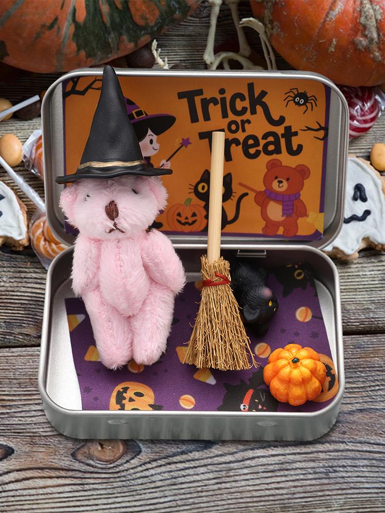 Halloween Surprise Box Portable Candy Bag Filler Surprise Box Mini Halloween Teddy Bear Box for Friends