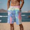 Men Drawstring Elastic Waist Shorts Brown Black Classic Full Leopard Animal Print Bottoms
