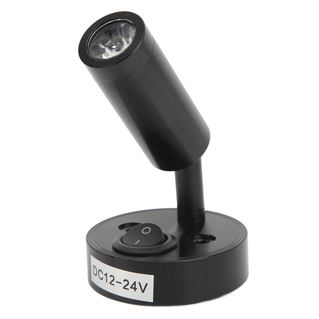 RV Nachttisch Leselampe Drehbare Wandhalterung LED Spot Leselampe 3W mit Schalter für Boot Schwarz