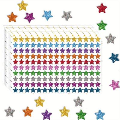 1 set/10 coli, autocolant pentagramă colorat cu ceapă verde pentru planificare zilnică și sala de clasă școlară, autocolant stea sclipitoare pentru cutie