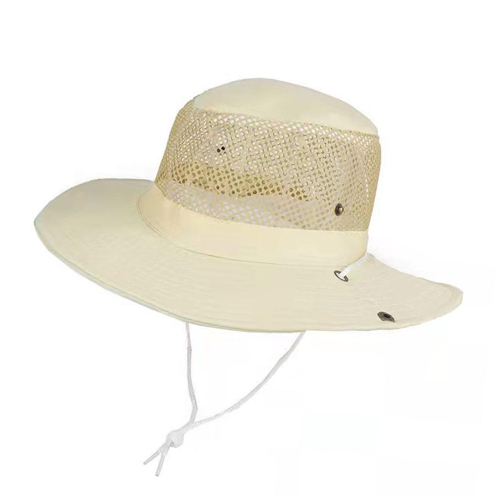 Fordable Fishing Hat Wide Brim Sun Hat Portable Basin Cap Fishing бежевый