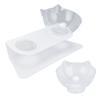 15 degrees  Inclined Cat Double Bowl Neck Guard Pet Feeding Bowl for Home Pet Shop Living Room(White Base Transparent