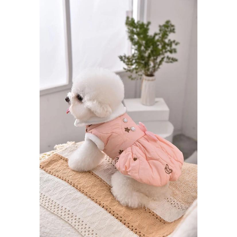 Fur Collar Luxury Designer Dog Clothes Toy Poodle Small Puppy Breed Dress Autumn Winter Warm Pet Sleeveless Sausage Cat Clothing